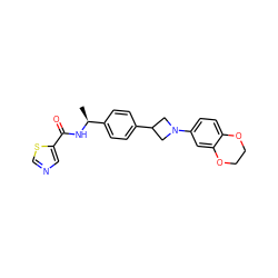 C[C@H](NC(=O)c1cncs1)c1ccc(C2CN(c3ccc4c(c3)OCCO4)C2)cc1 ZINC000150206726