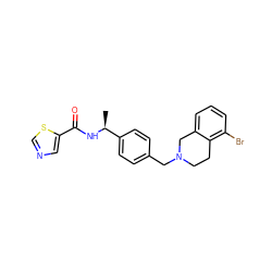 C[C@H](NC(=O)c1cncs1)c1ccc(CN2CCc3c(Br)cccc3C2)cc1 ZINC001772592484