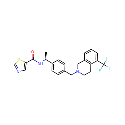 C[C@H](NC(=O)c1cncs1)c1ccc(CN2CCc3c(cccc3C(F)(F)F)C2)cc1 ZINC001772640154