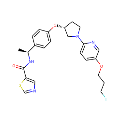 C[C@H](NC(=O)c1cncs1)c1ccc(O[C@@H]2CCN(c3ccc(OCCCF)cn3)C2)cc1 ZINC000169709306