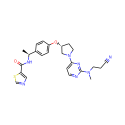 C[C@H](NC(=O)c1cncs1)c1ccc(O[C@@H]2CCN(c3ccnc(N(C)CCC#N)n3)C2)cc1 ZINC000261175291