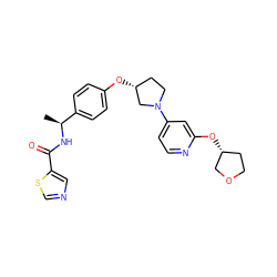 C[C@H](NC(=O)c1cncs1)c1ccc(O[C@@H]2CCN(c3ccnc(O[C@@H]4CCOC4)c3)C2)cc1 ZINC000169709841