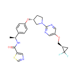 C[C@H](NC(=O)c1cncs1)c1ccc(O[C@@H]2CCN(c3ncc(OC[C@H]4CC4(F)F)cn3)C2)cc1 ZINC000261095415