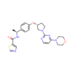 C[C@H](NC(=O)c1cncs1)c1ccc(O[C@@H]2CCN(c3nccc(N4CCOCC4)n3)C2)cc1 ZINC000261079168