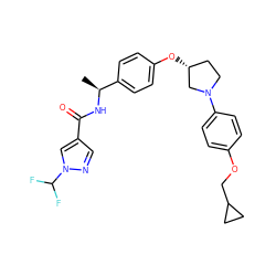 C[C@H](NC(=O)c1cnn(C(F)F)c1)c1ccc(O[C@@H]2CCN(c3ccc(OCC4CC4)cc3)C2)cc1 ZINC001772612987