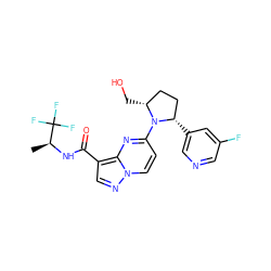 C[C@H](NC(=O)c1cnn2ccc(N3[C@H](CO)CC[C@@H]3c3cncc(F)c3)nc12)C(F)(F)F ZINC000169282624