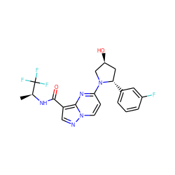 C[C@H](NC(=O)c1cnn2ccc(N3C[C@@H](O)C[C@@H]3c3cccc(F)c3)nc12)C(F)(F)F ZINC000169704281