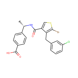 C[C@H](NC(=O)c1csc(Br)c1Cc1cccc(Cl)c1)c1ccc(C(=O)O)cc1 ZINC000118705171