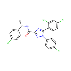 C[C@H](NC(=O)c1nc(-c2ccc(Cl)cc2Cl)n(-c2ccc(Cl)cc2)n1)c1ccc(Cl)cc1 ZINC000036294683