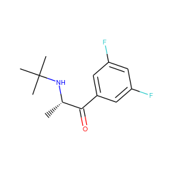 C[C@H](NC(C)(C)C)C(=O)c1cc(F)cc(F)c1 ZINC000045289808