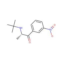 C[C@H](NC(C)(C)C)C(=O)c1cccc([N+](=O)[O-])c1 ZINC000045366155