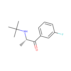 C[C@H](NC(C)(C)C)C(=O)c1cccc(F)c1 ZINC000003607975