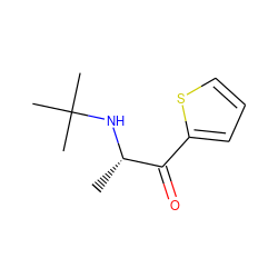 C[C@H](NC(C)(C)C)C(=O)c1cccs1 ZINC000045245050