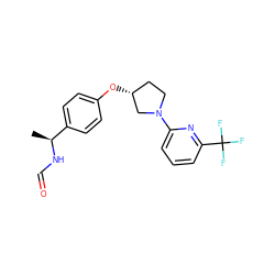 C[C@H](NC=O)c1ccc(O[C@@H]2CCN(c3cccc(C(F)(F)F)n3)C2)cc1 ZINC000169709936