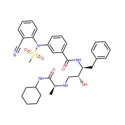 C[C@H](NC[C@@H](O)[C@H](Cc1ccccc1)NC(=O)c1cccc(N(c2ccccc2C#N)S(C)(=O)=O)c1)C(=O)NC1CCCCC1 ZINC000058594237