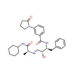 C[C@H](NC[C@@H](O)[C@H](Cc1ccccc1)NC(=O)c1cccc(N2CCCC2=O)c1)C(=O)NC1CCCCC1 ZINC000029127647