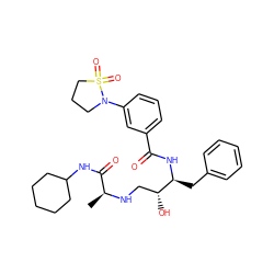 C[C@H](NC[C@@H](O)[C@H](Cc1ccccc1)NC(=O)c1cccc(N2CCCS2(=O)=O)c1)C(=O)NC1CCCCC1 ZINC000029127650