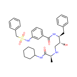 C[C@H](NC[C@@H](O)[C@H](Cc1ccccc1)NC(=O)c1cccc(NS(=O)(=O)Cc2ccccc2)c1)C(=O)NC1CCCCC1 ZINC000058651317