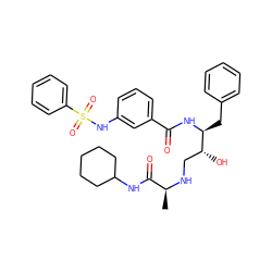 C[C@H](NC[C@@H](O)[C@H](Cc1ccccc1)NC(=O)c1cccc(NS(=O)(=O)c2ccccc2)c1)C(=O)NC1CCCCC1 ZINC000058594229