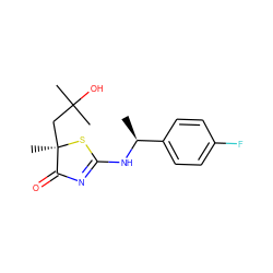 C[C@H](NC1=NC(=O)[C@@](C)(CC(C)(C)O)S1)c1ccc(F)cc1 ZINC000040874320