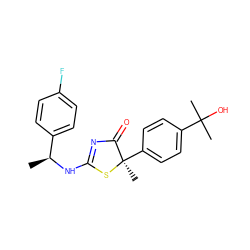 C[C@H](NC1=NC(=O)[C@@](C)(c2ccc(C(C)(C)O)cc2)S1)c1ccc(F)cc1 ZINC000040865923