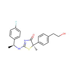 C[C@H](NC1=NC(=O)[C@@](C)(c2ccc(CCO)cc2)S1)c1ccc(F)cc1 ZINC000040393300