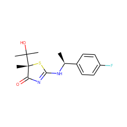 C[C@H](NC1=NC(=O)[C@](C)(C(C)(C)O)S1)c1ccc(F)cc1 ZINC000039205342