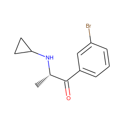 C[C@H](NC1CC1)C(=O)c1cccc(Br)c1 ZINC000076397954