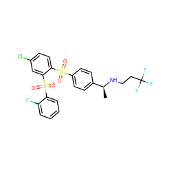 C[C@H](NCCC(F)(F)F)c1ccc(S(=O)(=O)c2ccc(Cl)cc2S(=O)(=O)c2ccccc2F)cc1 ZINC000028898403