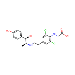 C[C@H](NCCc1cc(Cl)c(NCC(=O)O)c(Cl)c1)[C@H](O)c1ccc(O)cc1 ZINC000001493887