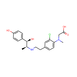 C[C@H](NCCc1ccc(N(C)CC(=O)O)c(Cl)c1)[C@H](O)c1ccc(O)cc1 ZINC000011422459