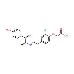 C[C@H](NCCc1ccc(OCC(=O)O)c(Cl)c1)[C@H](O)c1ccc(O)cc1 ZINC000001912777