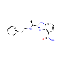 C[C@H](NCCc1ccccc1)c1nc2c(C(N)=O)cccc2[nH]1 ZINC000040933309