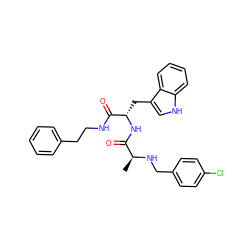 C[C@H](NCc1ccc(Cl)cc1)C(=O)N[C@@H](Cc1c[nH]c2ccccc12)C(=O)NCCc1ccccc1 ZINC000029563101