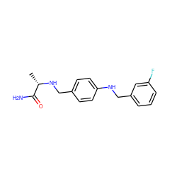 C[C@H](NCc1ccc(NCc2cccc(F)c2)cc1)C(N)=O ZINC000013905857