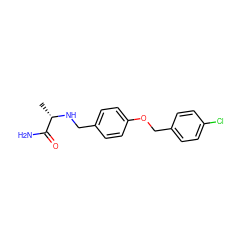 C[C@H](NCc1ccc(OCc2ccc(Cl)cc2)cc1)C(N)=O ZINC000028711469