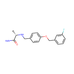 C[C@H](NCc1ccc(OCc2cccc(F)c2)cc1)C(N)=O ZINC000053084692