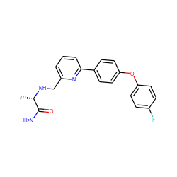 C[C@H](NCc1cccc(-c2ccc(Oc3ccc(F)cc3)cc2)n1)C(N)=O ZINC000114592177
