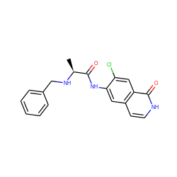 C[C@H](NCc1ccccc1)C(=O)Nc1cc2cc[nH]c(=O)c2cc1Cl ZINC000049112371