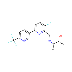 C[C@H](NCc1nc(-c2ccc(C(F)(F)F)nc2)ccc1F)[C@@H](C)O ZINC000204413825