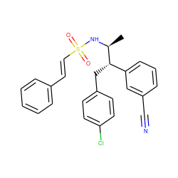 C[C@H](NS(=O)(=O)/C=C/c1ccccc1)[C@@H](Cc1ccc(Cl)cc1)c1cccc(C#N)c1 ZINC000028705054