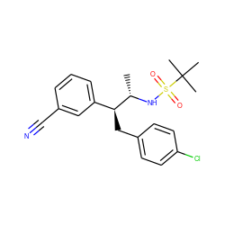 C[C@H](NS(=O)(=O)C(C)(C)C)[C@@H](Cc1ccc(Cl)cc1)c1cccc(C#N)c1 ZINC000028704896