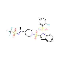 C[C@H](NS(=O)(=O)C(F)(F)F)C1CCN(S(=O)(=O)c2cc3ccccc3n2S(=O)(=O)c2ccccc2F)CC1 ZINC000064513671