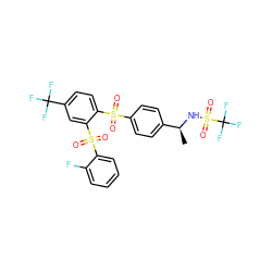 C[C@H](NS(=O)(=O)C(F)(F)F)c1ccc(S(=O)(=O)c2ccc(C(F)(F)F)cc2S(=O)(=O)c2ccccc2F)cc1 ZINC000028898499