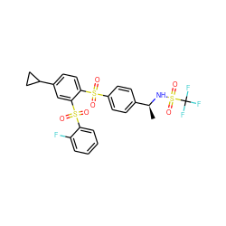 C[C@H](NS(=O)(=O)C(F)(F)F)c1ccc(S(=O)(=O)c2ccc(C3CC3)cc2S(=O)(=O)c2ccccc2F)cc1 ZINC000028898516