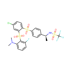 C[C@H](NS(=O)(=O)C(F)(F)F)c1ccc(S(=O)(=O)c2ccc(Cl)cc2S(=O)(=O)c2c(F)cccc2N(C)C)cc1 ZINC000028898882