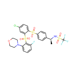 C[C@H](NS(=O)(=O)C(F)(F)F)c1ccc(S(=O)(=O)c2ccc(Cl)cc2S(=O)(=O)c2c(F)cccc2N2CCOCC2)cc1 ZINC000028898886