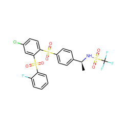 C[C@H](NS(=O)(=O)C(F)(F)F)c1ccc(S(=O)(=O)c2ccc(Cl)cc2S(=O)(=O)c2ccccc2F)cc1 ZINC000028898325