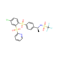 C[C@H](NS(=O)(=O)C(F)(F)F)c1ccc(S(=O)(=O)c2ccc(Cl)cc2S(=O)(=O)c2ccccn2)cc1 ZINC000028898674