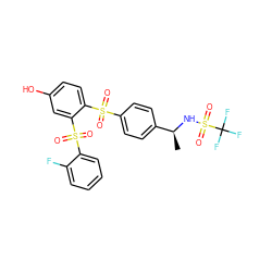 C[C@H](NS(=O)(=O)C(F)(F)F)c1ccc(S(=O)(=O)c2ccc(O)cc2S(=O)(=O)c2ccccc2F)cc1 ZINC000028898424